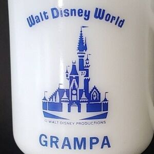 Walt Disney‎ World Vintage White Milk Glass Pedestal  Footed Mug Cup Grandpa